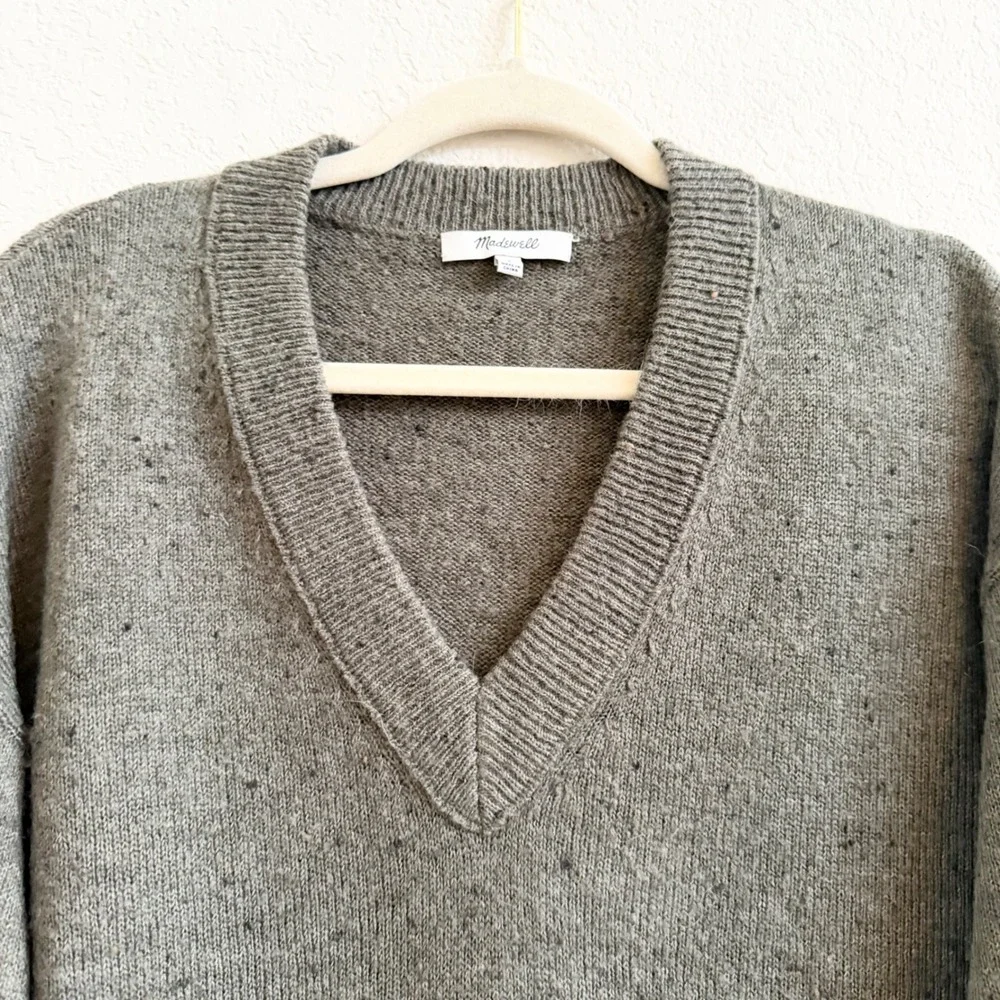 Madewell Womens Green Donegal Wool Blend V-Neck Pullover Sweater Size S Small - Picture 9 of 11